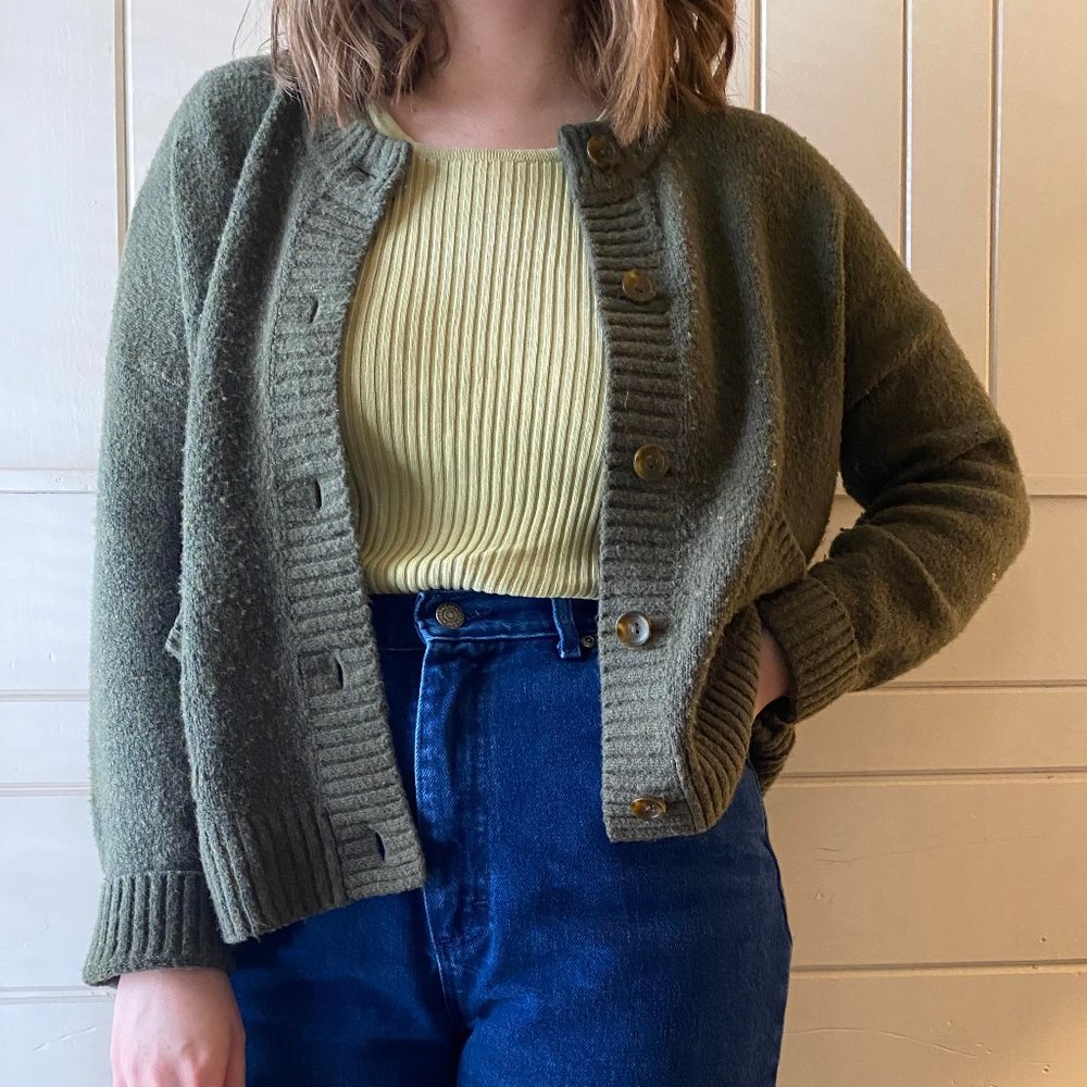 Super-soft forest green cardigan